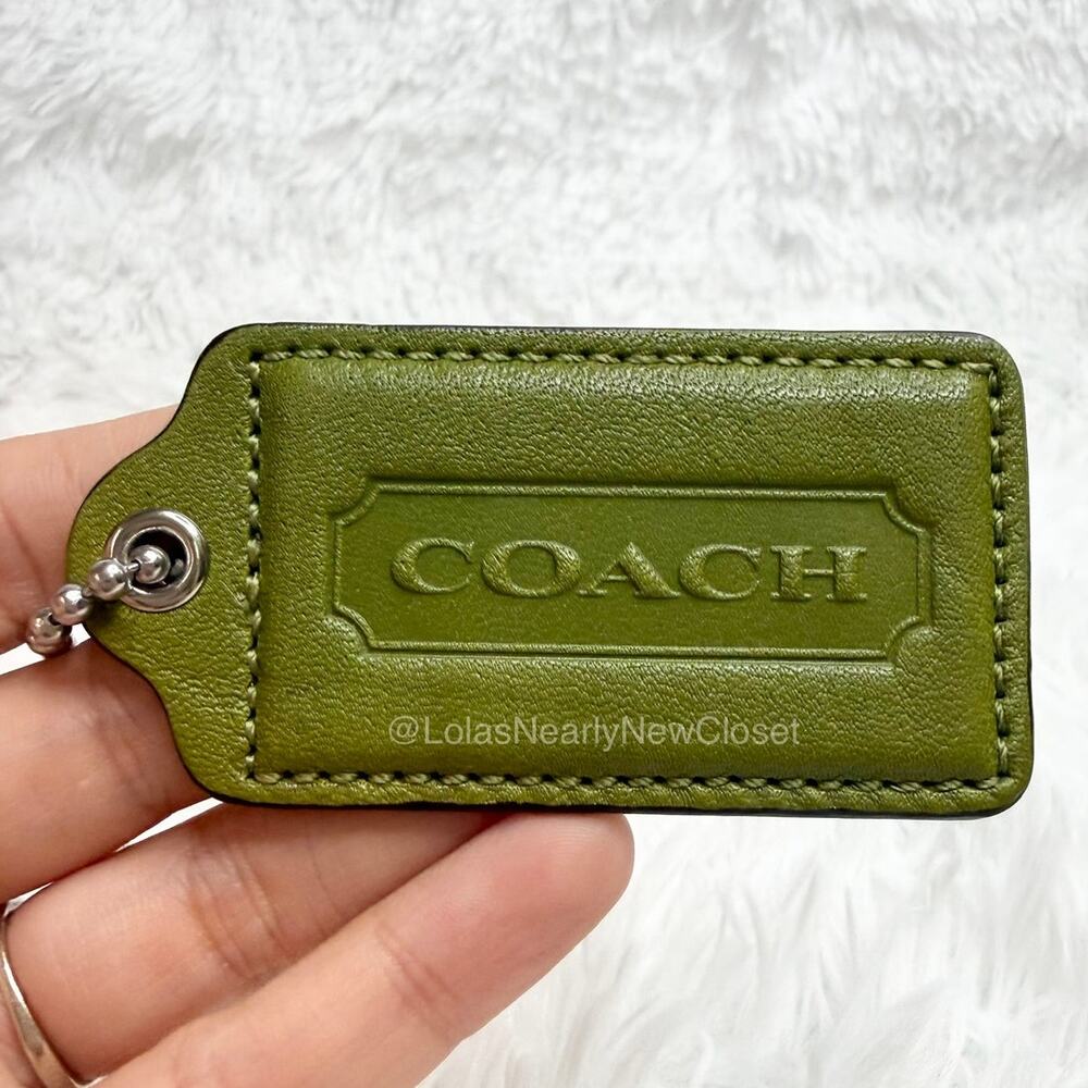 2.5" COACH Green Fob Bag Charm Hang tag Hangtag